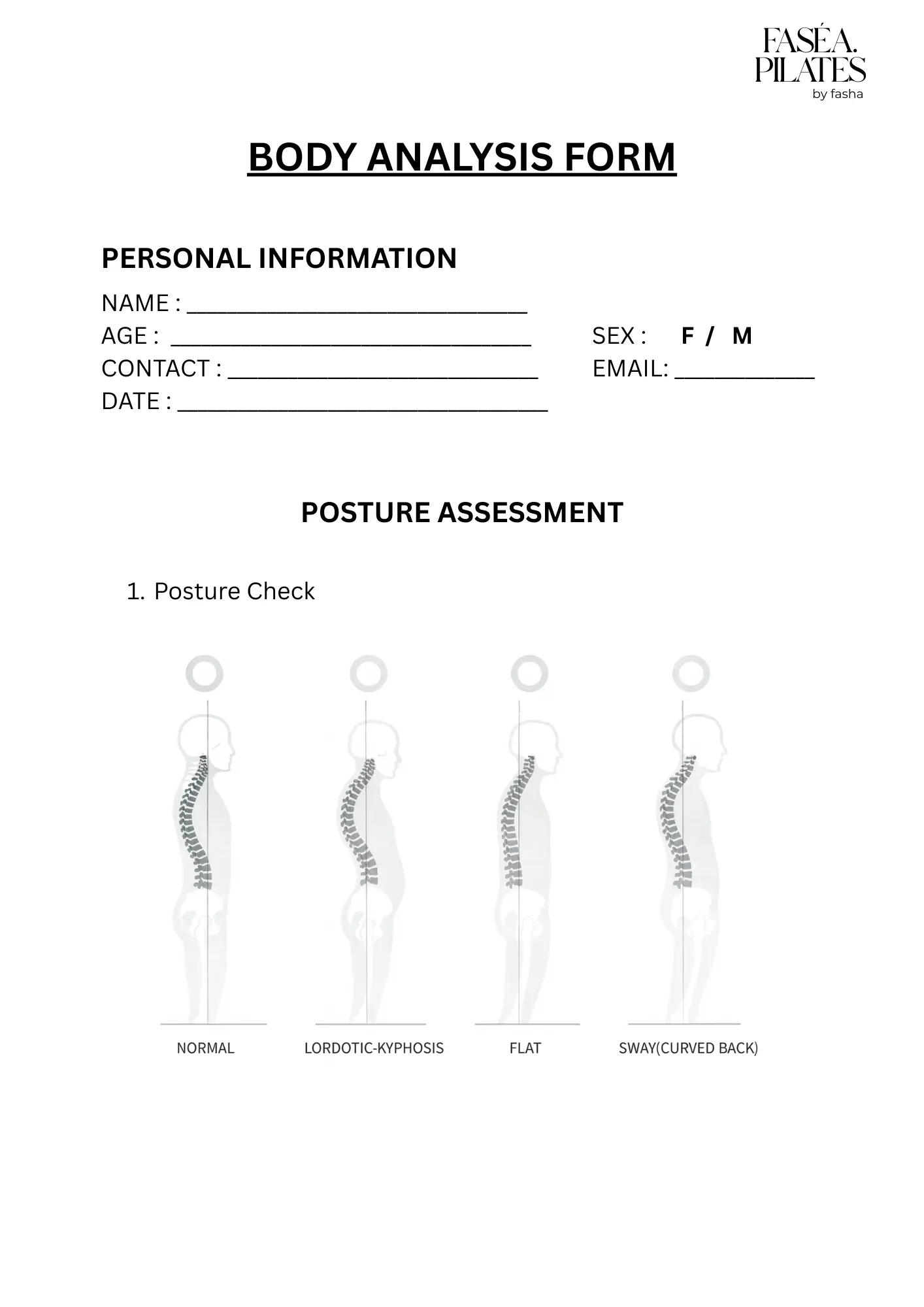Posture analysis before and after at Faséa Pilates